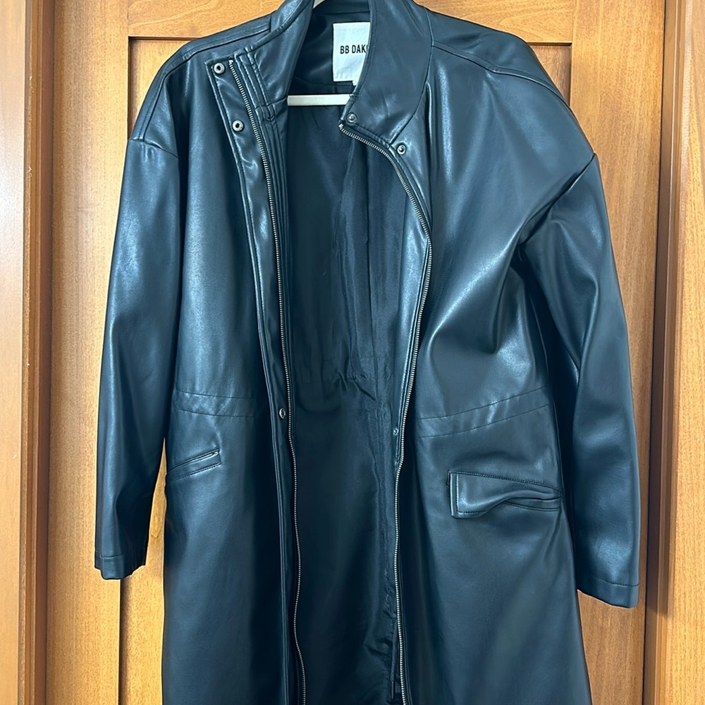 BB Dakota long faux leather jacket
